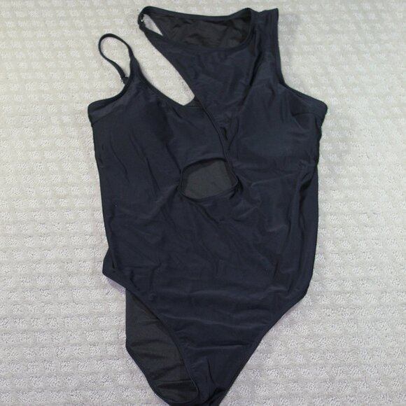 NWT Hilinker Size XL Swimsuit High Waisted Monikin One Piece Black Swimsuit - Picture 3 of 6